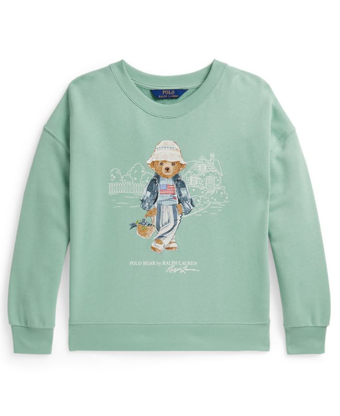 Polo Ralph Lauren Girls' 7-16 Polo Bear Terry Crewneck Sweatshirt