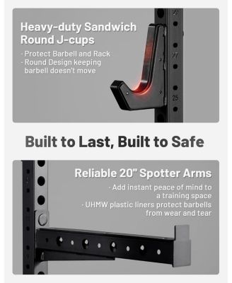 Smith Machine, 2200lbs Squat Rack with LAT-Pull Down System & Cable Crossover Machine, Training Equipment with Leg Hold-Down Attachment