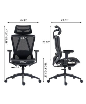 High-Back Mesh Office Chair with 3D Armrests & Adjustable Recline, Black