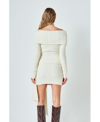 Women's Off Shoulder Sweater Mini Dress
