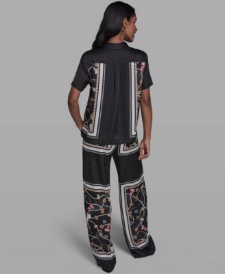 Women's Collared Short-Sleeve Printed Top