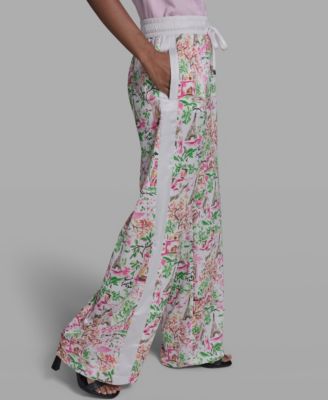 Women's Floral Border Print Mid-Rise Pants, Regular & Petite