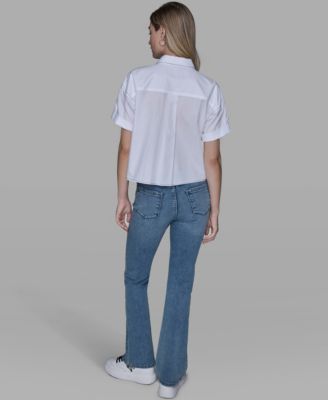Women's Collared Short-Sleeve Blouse