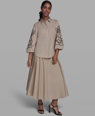 Women's Floral Detailed Collared Blouse