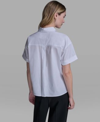 Women's Collared Short-Sleeve Poplin Shirt