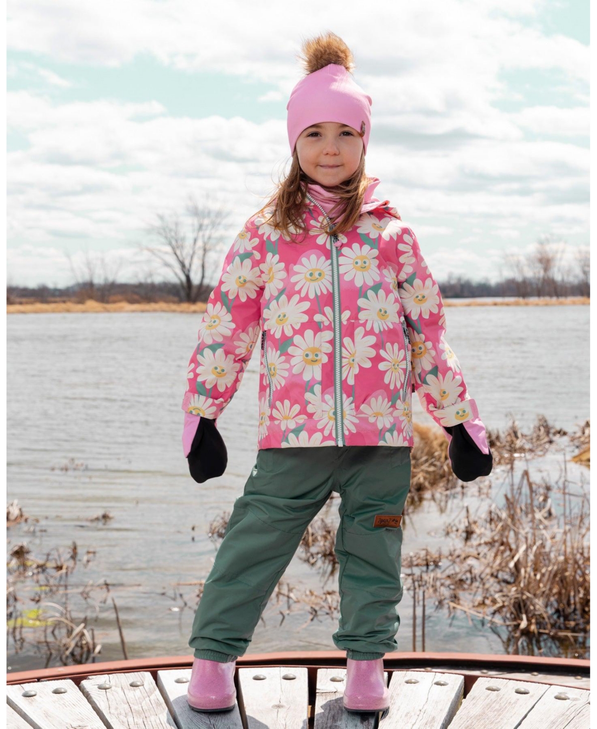 Deux par Baby Girl 3-in-1 Two-Piece Mid-Season Outerwear Set Smiling Flower Print