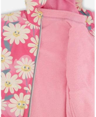 Baby Girls 3-in-1 Two-Piece Mid-Season Outerwear Set Smiling Flower Print