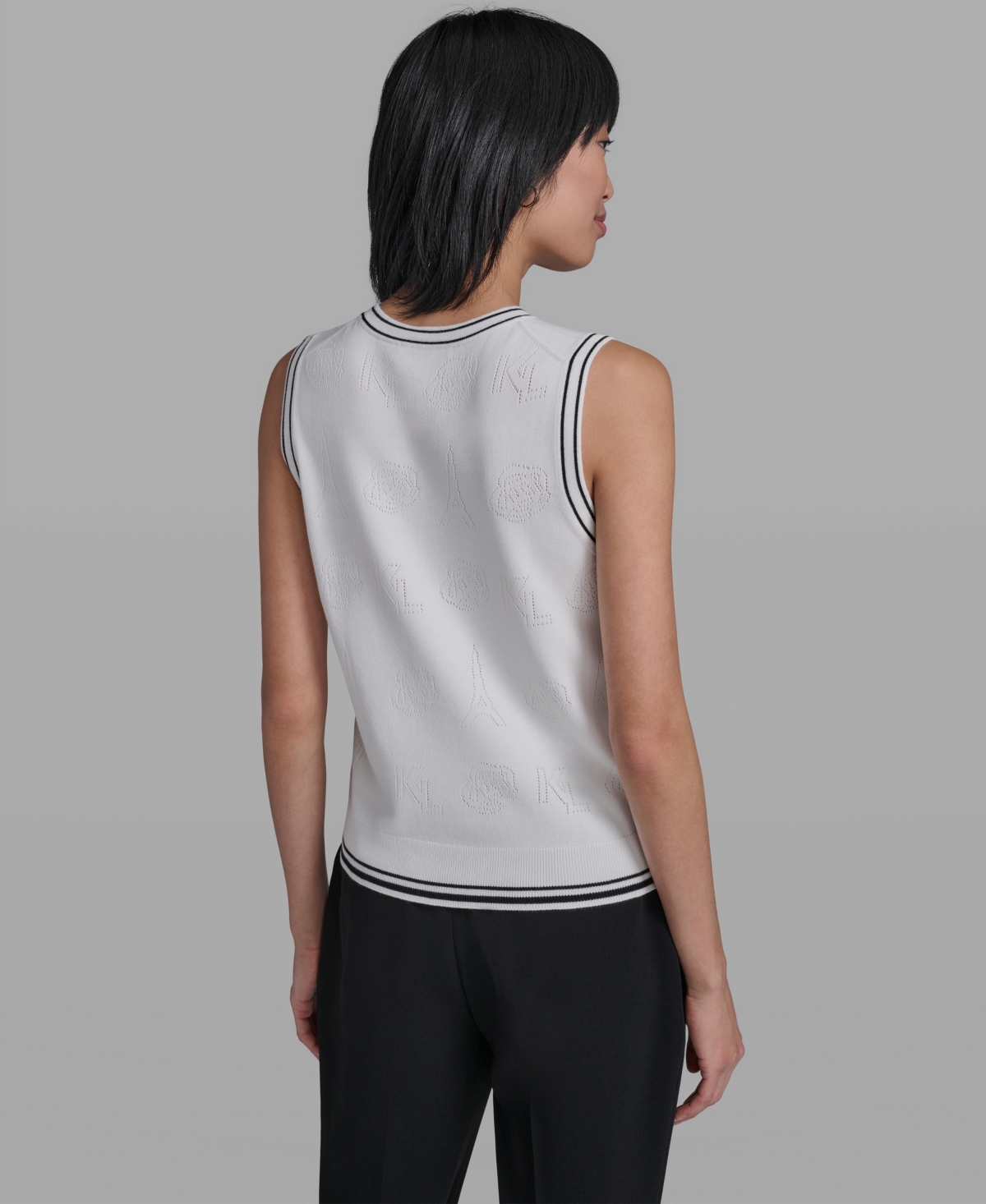 Karl Lagerfeld Paris Women's Crew Neck Sleeveless Tank Sweater