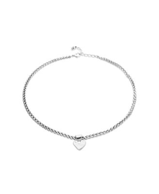 Sterling Silver Plated Ball Necklace with Heart Detail