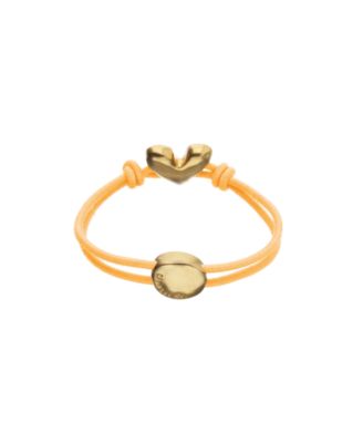 Orange Elastic Thread 18K Gold Plated Bracelet with Heart