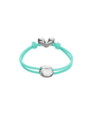 Blue Elastic Thread Sterling Silver Plated Bracelet with Heart