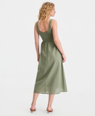 Women's Scoop-Neck Sleeveless Mixed Media Midi Dress