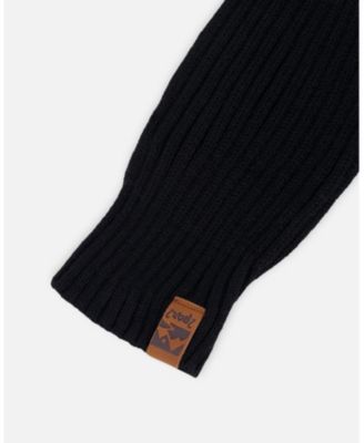 Kids Unisex Ribbed Knit Mittens Black - Toddler|Child