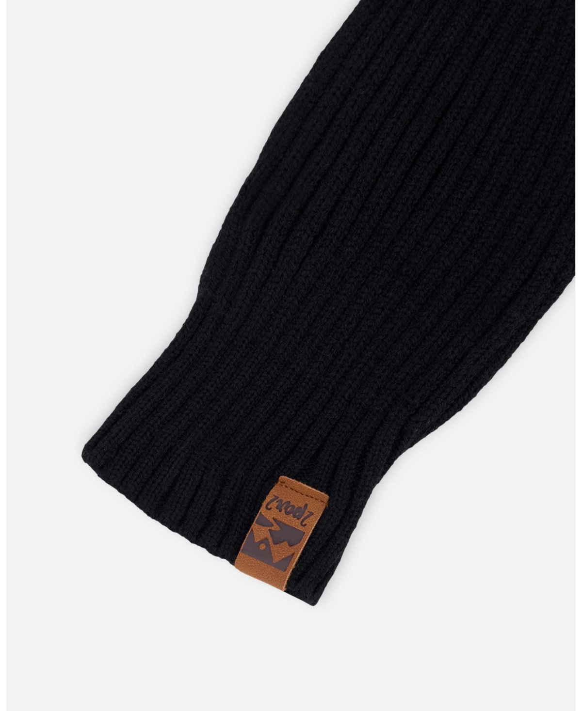Deux par Kids Unisex Ribbed Knit Mittens Black - Toddler|Child