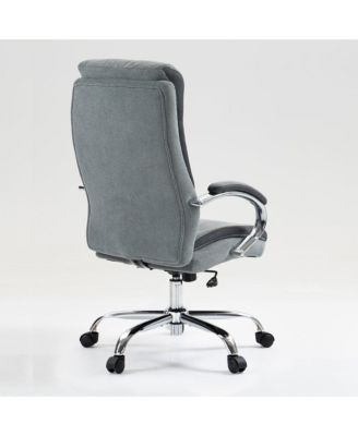 High Back Cotton Office Chair with Wide Seat & Height Adjustment, Grey