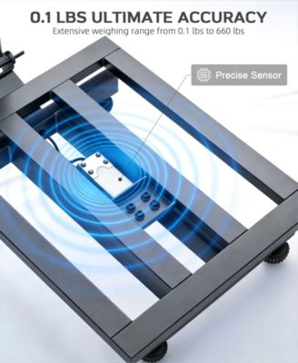 Digital Platform Floor Scale with LCD Display, 660 lbs Capacity, 0.1 lb Accuracy, Foldable Design