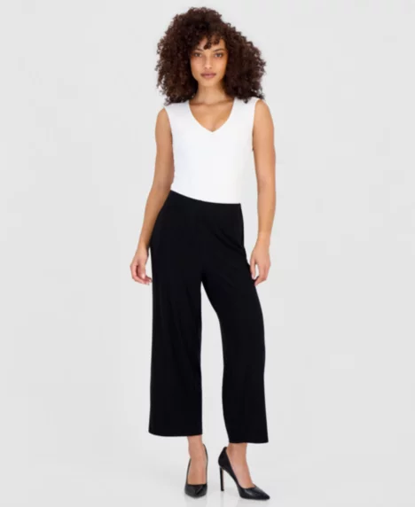 Petite High Rise Cropped Pull-On Pants - Anne Black