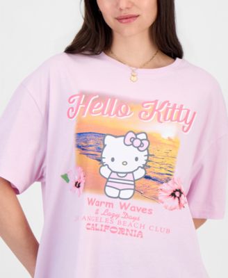 Juniors' Hello Kitty Beachy Graphic Boyfriend T-Shirt 
