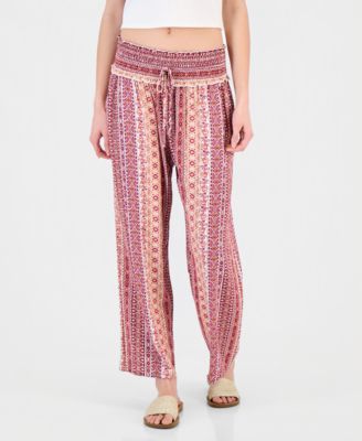 Juniors' Printed Wide-Leg Pants