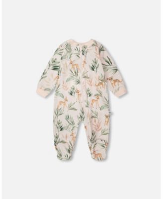 Baby Girls Cotton Jersey One-Piece Pyjama Peach Deer Print