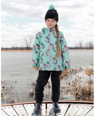 Big Girls 3-in-1 Two-Piece Mid-Season Outerwear Set Blue Unicorn Print