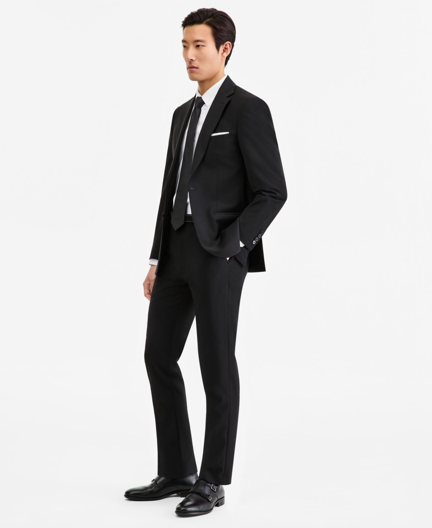 Мужской жилет Calvin Klein Slim-Fit Wool-Blend Stretch Suit Separates with Vest, цвет: Чёрный — фото 2