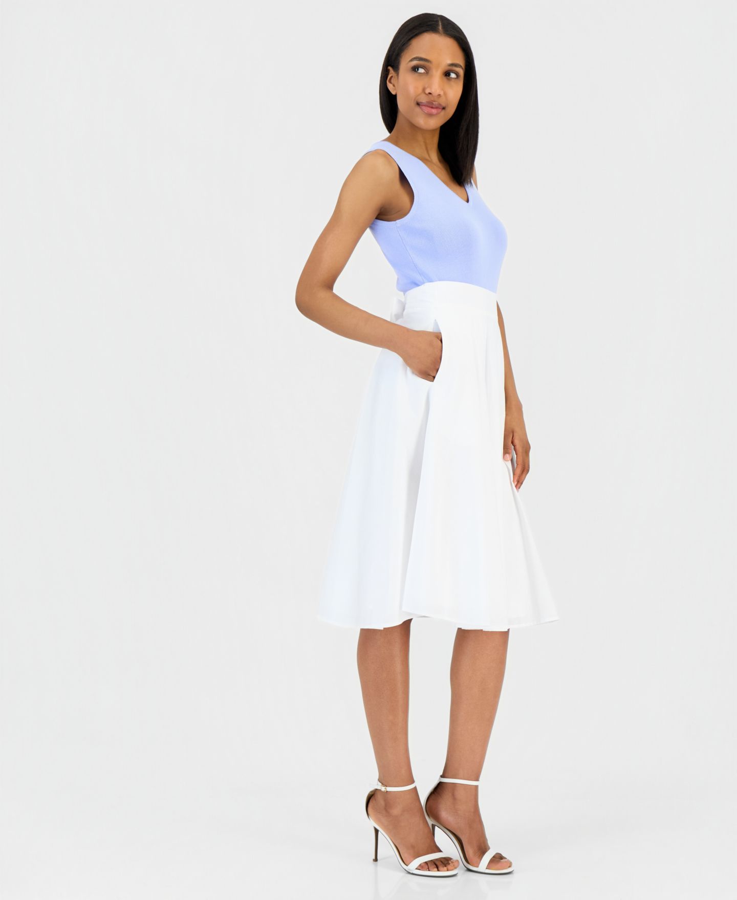 Женская юбка Tahari ASL Cotton A-Line Midi, цвет: Слоновая кость — фото 2