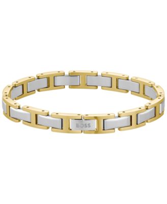 Men Nolan Stainless Steel Ionic Plated Thin Gold Steel Bracelet
