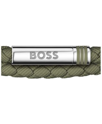 Men Ares Summer Stainless Steel Green Nylon Cord Bracelet