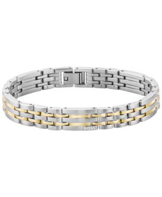 Men Wesley Stainless Steel Ionic Plated Thin Gold Steel Bracelet
