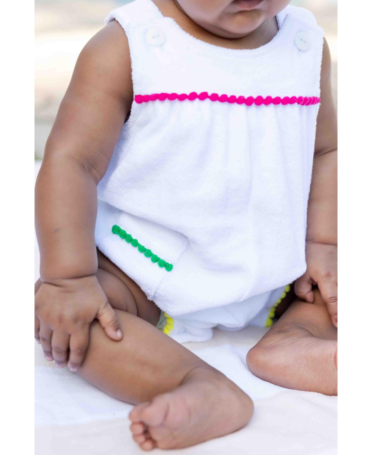 Florence Eiseman Baby Girl Terry Romper With Pom Poms