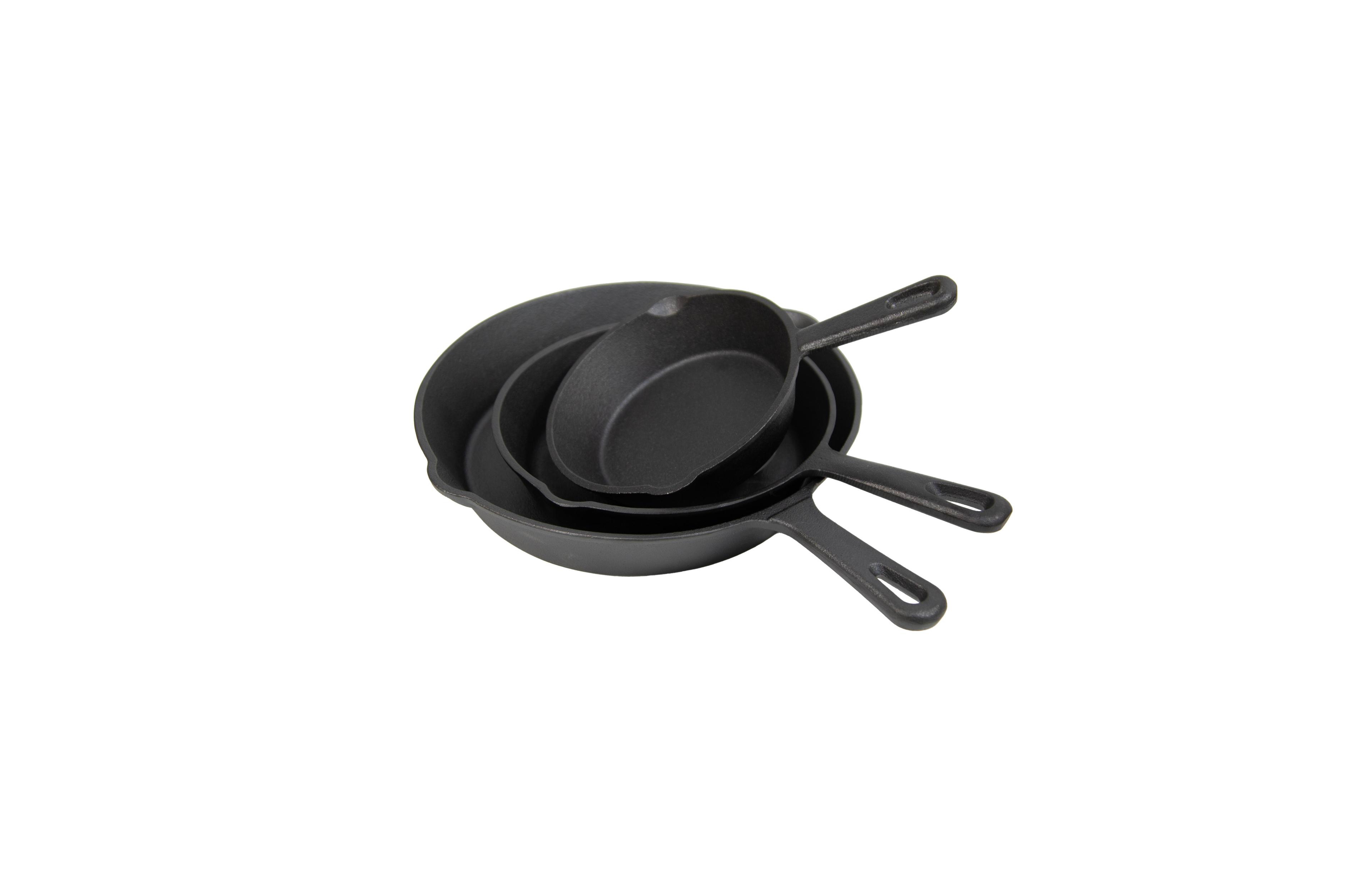 Stansport Pre-Seasoned Cast Iron Skillets - 3 Piece Set