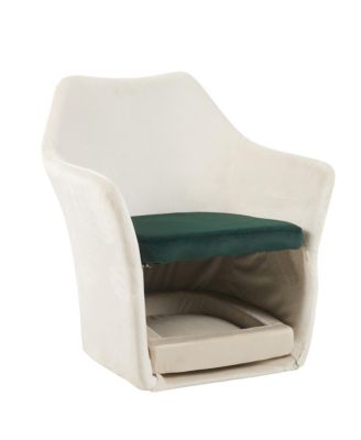 Mid Century Modern Accent Chair - Pet-Friendly 2-in-1 Soft Fabric Armchair, White