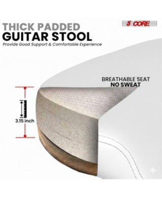 Guitar Stool 3.15" Padded Chair w Backrest Foldable Music Seat Built in Foot Rest Guitar Stand