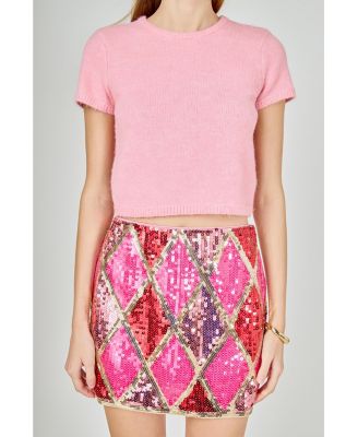 Women's Fuzzy Short Sleeve Top