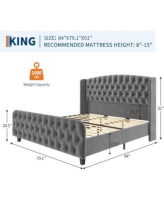 King LED Bed Frame with Storage Headboard & Drawers - No Box Spring Needed