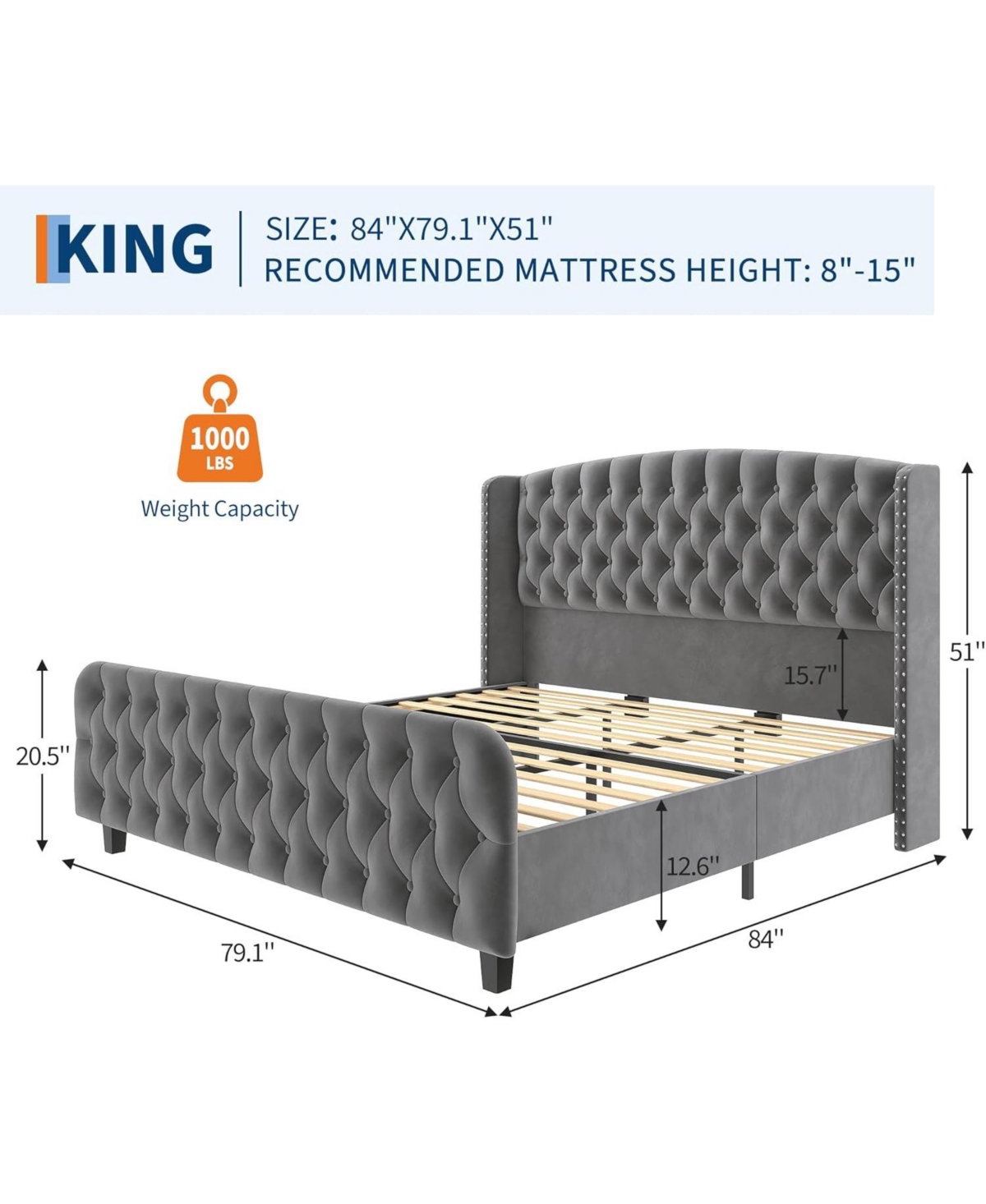 gaomon King Led Bed Frame with Storage Headboard & Drawers - No Box Spring Needed