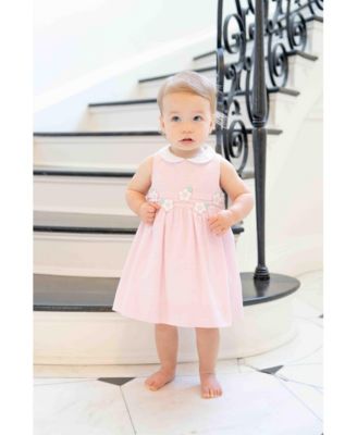 Baby Girl Linen Look Dress & Bloomer With Flowers