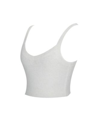 Women's Selene White Wool-Blend Ribbed Knit V-Neck Top