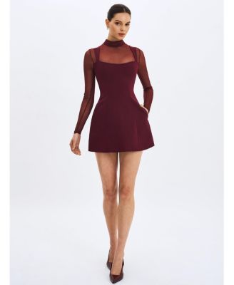 Women's Natasha Burgundy Faux Two-Piece Turtleneck Mini Dress