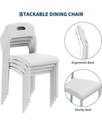 Dining Chairs Set of 4, Stackable Modern Kitchen Chairs, Plastic Dining Room Chair with Metal Legs, Easy Assembly, Waterproof & Stain-Resistant