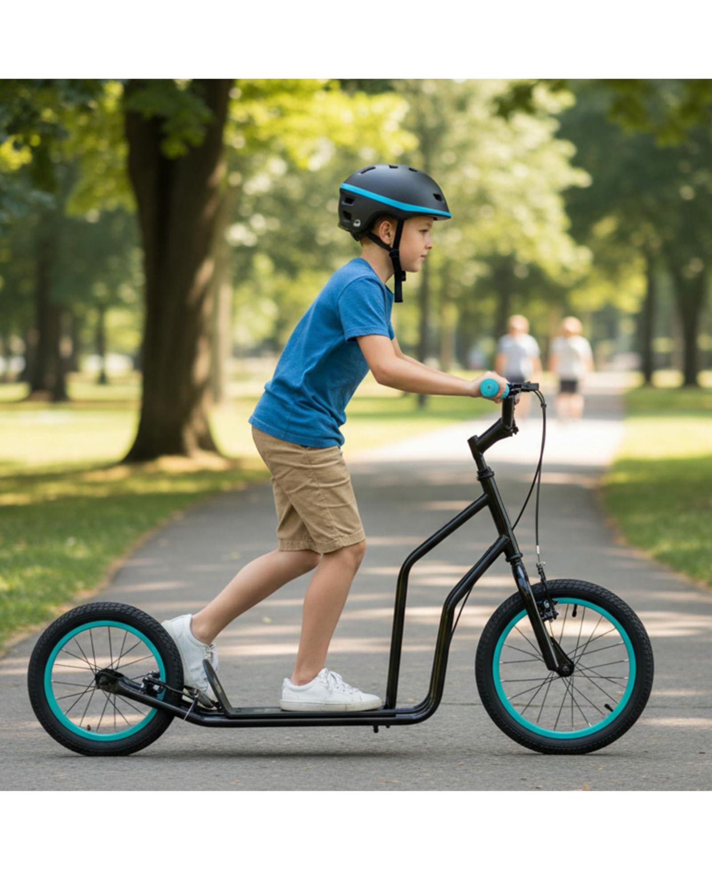 Детская игрушка Mecale Youth Scooter with Adjustable Handlebar and 16/14-Inch Inflatable Wheels, цвет: Чёрный — фото 2