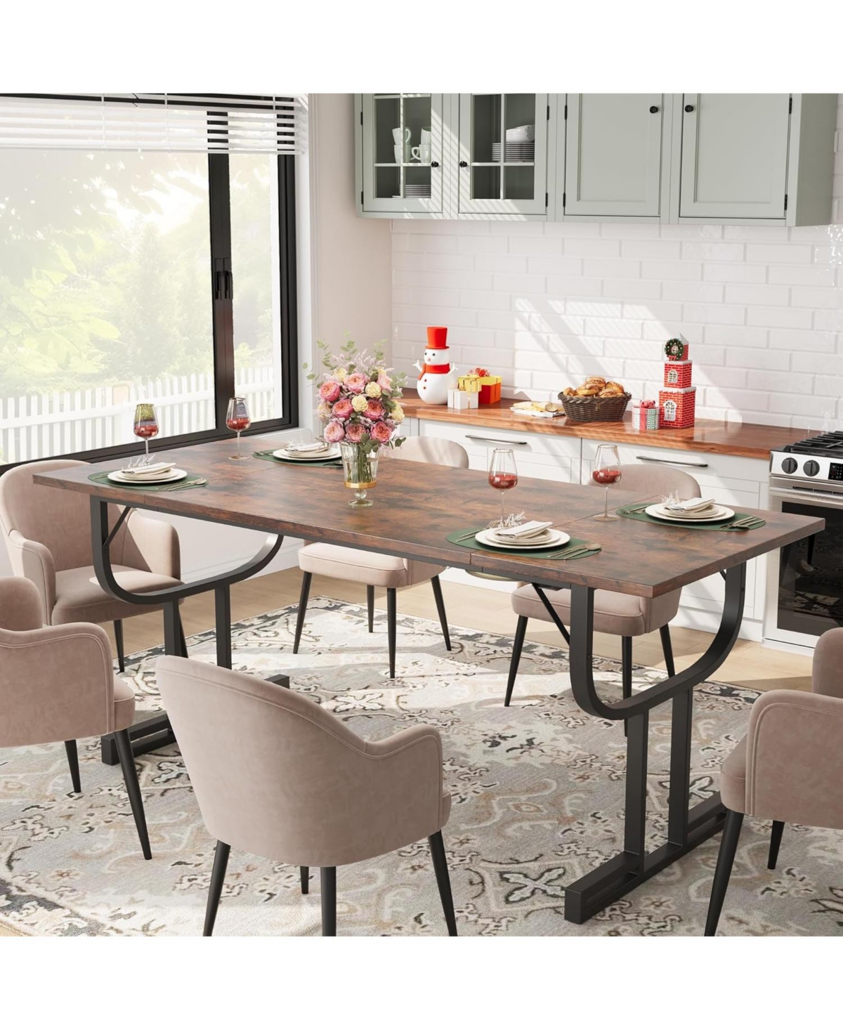 Gaomon Kitchen Table 70.9 Inch Dining Table Farmhouse Kitchen Table for 6 to 8 Peoplefor Dining Room, Home Office