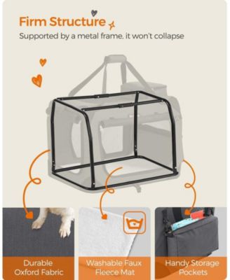 24" Steel Frame, Mesh Windows, Storage Pockets, 15–24 lb Foldable Soft Dog Crate, Portable Carrier