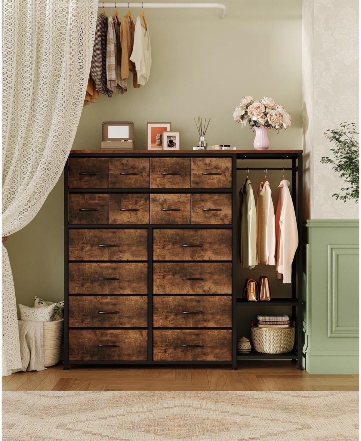 gaomon Large Clothes Storage Rack 16-Drawer & 2-Tier Shelves - Space Saving Freestanding Wardrobe for Small Bedroom/Apartment | No Assembly Needed