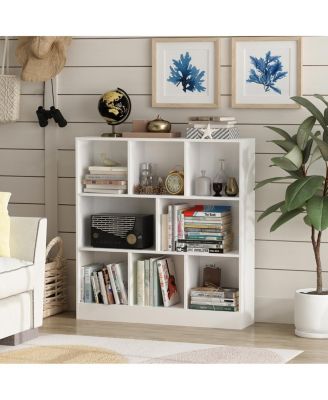 55.1" Wood 8-Shelf Freestanding Bookcase Standard Storage Organizer for Living Room, Office & Study