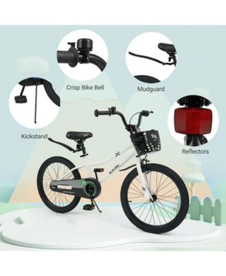 20 Inch Kids Bike Adjustable with Kickstand and Storage Basket for Aged 8