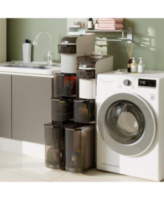 5-Tier Narrow Bathroom Storage Cabinet with Drawers and Tissue Box Holder