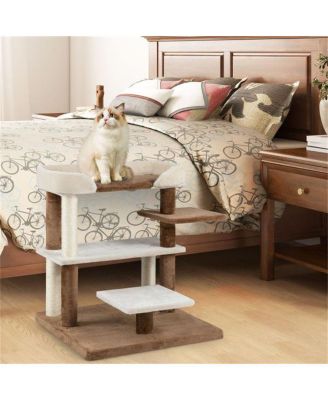 2-in-1 Cat Activity Center: Staircase & Tree with 4 Multi-Tier Platforms, Integrated Sisal Scratching Posts, Space-Saving in Gray