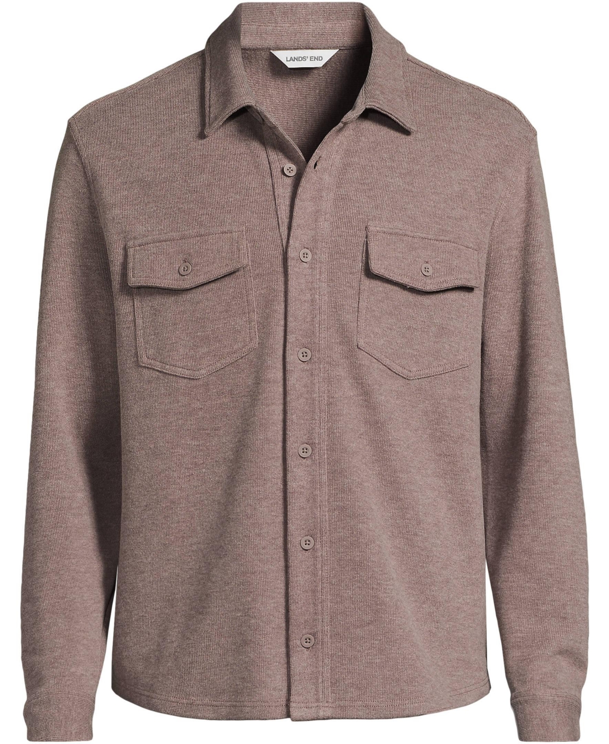 Lands' End Men's Long Sleeve Bedford Button Through Utility Overshirt